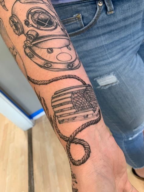 Trap Tattoo, Fisherman Tattoo, Maine Tattoo, Lobster Tattoo, Lobster Trap, Am I The Only One, Diy Remedies, Tattoo Removal, Body Modifications