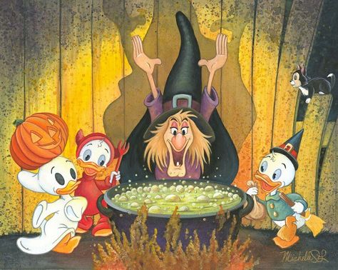 Disney's Halloween Treat, Witch Cartoon, Halloween Whimsical, Walt Disney Studio, Halloween Pics, Halloween Infantil, Duck Family, Image Halloween, Disney Pics