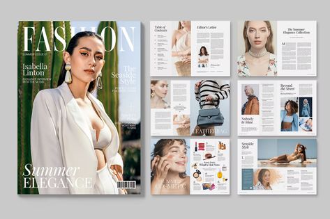 Fashion Magazine Template, ft. fashion & magazine - Envato Elements Magazine Page Design, Fashion Magazine Template, Magazine Page Layouts, Vogue Design, Fashion Magazine Layout, Brochure Template Layout, Seaside Style, Page Layouts, Fashion Magazine Cover