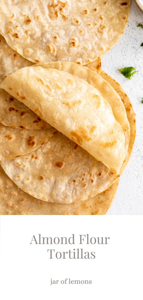 Tortillas on a white surface. Copycat Siete Tortillas, Almond Flour Tortillas 3 Ingredients, Tortilla Press Recipe, Oat Flour Tortilla Recipe, Healthy Tortilla Recipes, Keto Roti, Tortilla Substitute, Gluten Free Tortilla Recipe, Simple Healthy Dinner Ideas