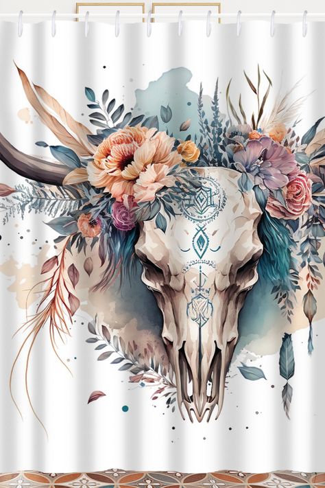 Looking to add a touch of Western flair to your bathroom? Explore our selection of western shower curtains and bring the spirit of the frontier indoors. 🤠🚿 Boho Western Bathroom, Western Shower, Western Shower Curtain, Western Curtains, Western Bathroom Decor, Curtain Flower, Western Bathroom, Skull Shower Curtain, Stylish Shower Curtain