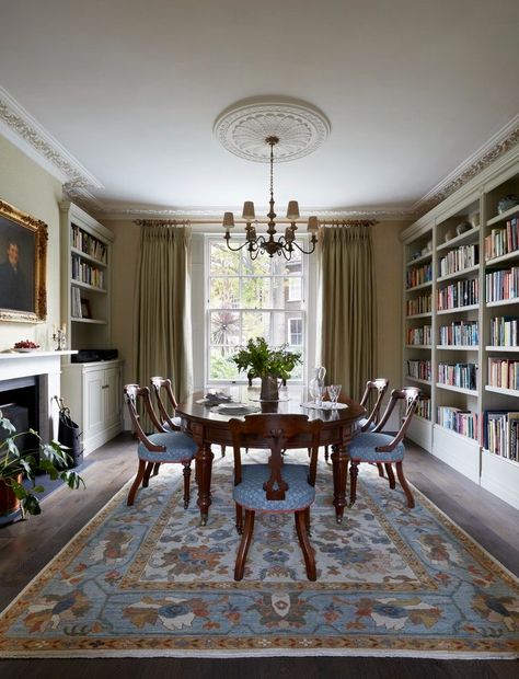 Grade II Listed house Restoration - Canonbury, Islington, North London — Cave Interiors London Townhouse Interior, Dining Room Victorian, Townhouse Interior, Victorian Townhouse, Italian Floor Lamp, London Townhouse, Fireplace Built Ins, House Restoration, English Country Style