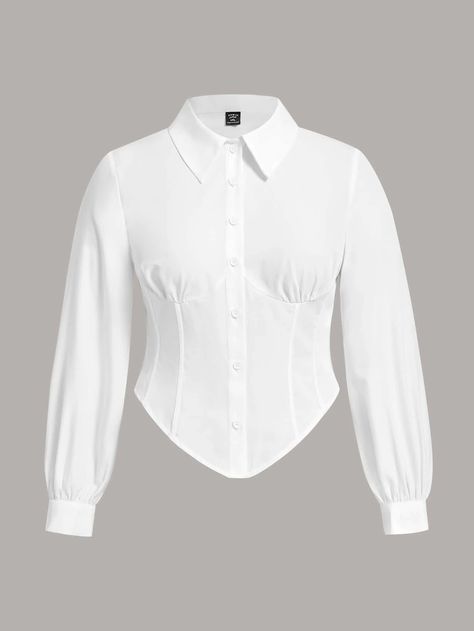 Designer White Shirt For Women, Graduation Outfit Ideas Hijab, Large White Shirt, Plain White Blouse, White Chemise, White Collar Shirt, White Button Up Blouse, Corporate Shirts, White Collared Blouse