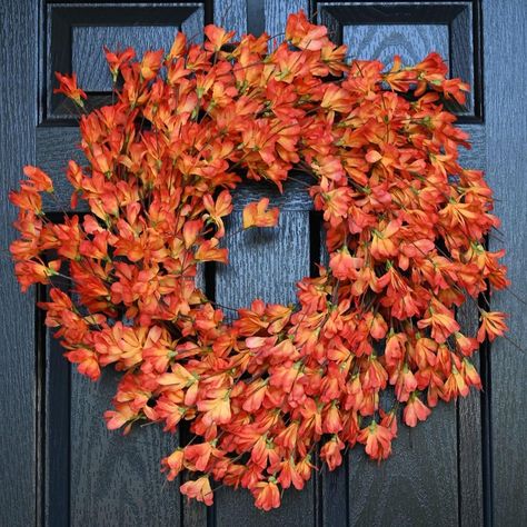 Forsythia Wreath, Fall Wreaths For Front Door, Autumn Wreaths For Front Door, Fall Front Door, Diy Fall Wreath, Wall Window, Thanksgiving Wreaths, Festival Celebration, Harvest Festival