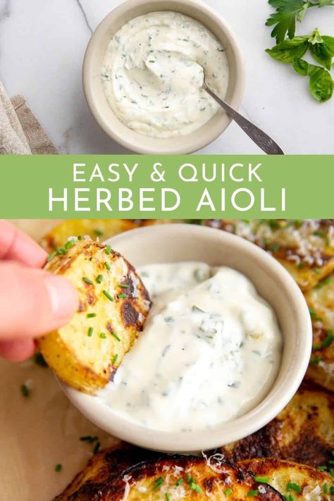 Herbed Aioli Recipe, Herb Aoli Recipe, Garlic Herb Aioli, Aioli Recipe Easy Mayo, Herb Aioli Recipe, Aioli Recipes, Aoili Recipe, Herb Aioli, Herbal Living