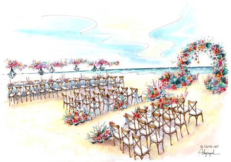 Special wedding on beach Wedding On Beach, Mermaid Concept, Wedding Sketch, Digital Wedding Invitations Templates, Abstract Wallpaper Backgrounds, Digital Wedding Invitations, Wedding Illustration, Wedding Scene, Wedding Rustic