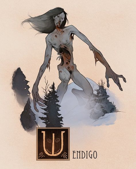 Wendigo Wendigo Art, The Wendigo, Myths & Monsters, Mythical Monsters, Japanese Folklore, Legendary Creature, Letter W, Urban Legends, Mythical Creatures Art