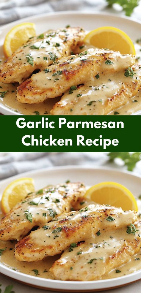 This Garlic Parmesan Chicken Recipe features tender chicken breasts coated in a flavorful mixture of garlic and Parmesan cheese. It’s an easy, satisfying dish perfect for a weeknight dinner. Parmesan Garlic Chicken, Chicken Parm Recipes, Garlic Chicken Recipes, Marinade Sauce, Garlic Parmesan Chicken, Tender Chicken Breast, Chicken Parm, Parmesan Chicken, Dinner This Week