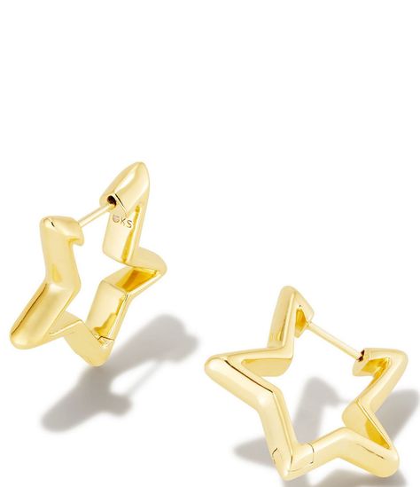 From Kendra Scott, these earrings feature:Hoop earrings14K gold-plated or rhodium-plated brassPost closureApprox. 0.88" L x 0.87" WImported. Kendra Scott Star Earrings, Cute Earrings Hoops Gold, Kendra Scott Earrings Aesthetic, Hoco Gold Jewelry, Popular Items 2024, Shark Earings, Pretty Jewellery Earrings, Cute Jewelry Aesthetic, Kendra Scott Rings