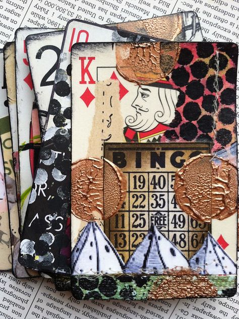 Stack of Altered Playing Cards | The Cloverly | Flickr Altered Playing Cards, Playing Card Crafts, Trading Card Ideas, Art Altéré, Playing Cards Art, Art Trading Cards, Pocket Letter, Atc Cards, Artist Trading Cards