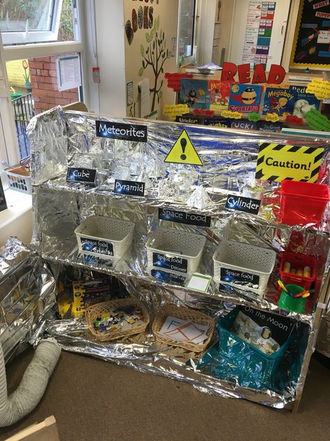 Space centre role play area Space Role Play Area, Space Station Role Play, Space Continuous Provision, Space Role Play Area Eyfs, Eyfs Role Play Area, Space Role Play, Space Eyfs, Role Play Areas Eyfs, Continuous Provision Year 1