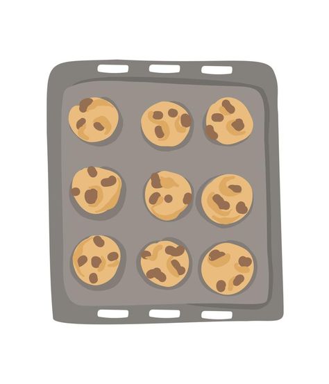 Illustration fresh biscuits with chocolate on a baking sheet. Homemade baking. Cookie Drawing, Idea Generation, Baking Homemade, Homemade Baking, Cookie Press, Fun Diy Crafts, Fun Diy, Cookie Sheet, Baking Sheet