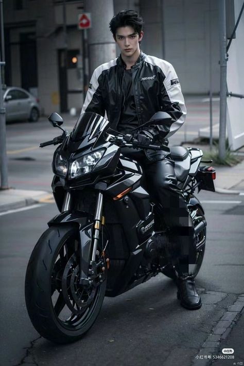 Biker Outfit Men Motorcycles, Biker Aesthetic Male, Biker Outfit Men, Male Biker, Motorcycle Guy, Jung Sungchan, Korean Couple Photoshoot, Asian Male Model, Biker Aesthetic