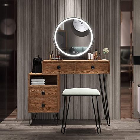 Desk For Bedroom, Stool Storage, Makeup Vanities, Vanity Dressing Table, Dresser Desk, Dressing Table Vanity, Vanity Set With Mirror, Lighted Mirror, White Makeup