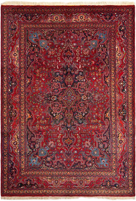 Red 8' 5 x 11' 7 Mashad Wool Rug | Rugs.com Patterned Area Rug, Boho Bedroom With Red Rug, Traditional Rug Bedroom, Maroon Persian Rug, Red Persian Rug Aesthetic, Red Bedroom Rug, Persian Rug Background, Red Rug Room, Red Orientalist Rug