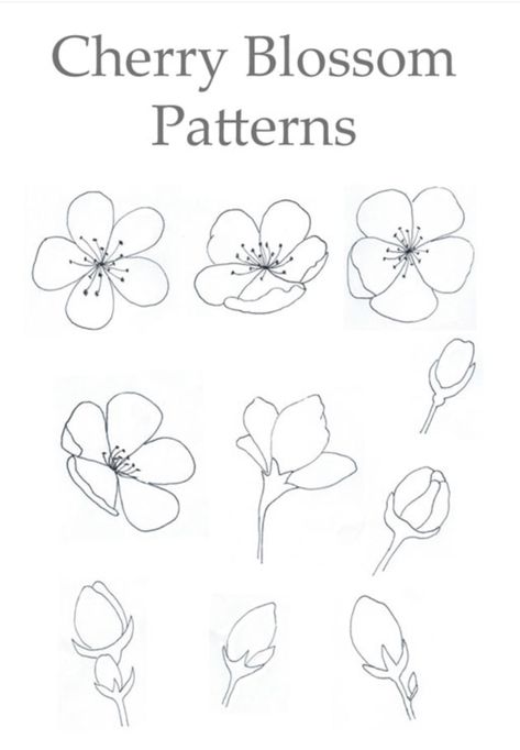 Five Petal Flower Drawing, How To Draw Japanese Flowers, How To Draw Sakura Flower, How To Draw Cherry Blossoms, Sakura Flower Drawing, Cherry Blossom Cartoon, Cherry Blossom Line Art, Cherry Blossom Tree Drawing, Cherry Blossom Outline