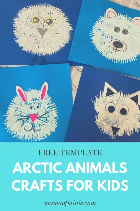 Arctic Animals Crafts for Kids Free Template Artic Hare Craft For Kids, Arctic Art Preschool, Arctic Fox Crafts, Snowshoe Hare Craft For Kids, Preschool Artic Animal Crafts, Artic Animals Eyfs, Fork Polar Bear Craft, Arctic Animals Craft, Arctic Hare Craft Preschool