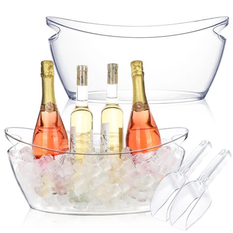 PRICES MAY VARY. Large Capacity: The package includes two 5.5L ice bucket and two ice bucket scoop. It is the perfect size that can hold up to 2-3 wine/champagne bottles or 4-5 beer bottles. It is deep and wide enough to hold the required drinks, plus the required ice to keep it cool at the optimal drinking temperature Transparent High Quality Wine Bucket: The champagne bucket is made of high-quality acrylic. It will not leak or rust like a metal bucket, and can be used as an accessory for long- Ice Bucket Ideas Drink Stations, Drink Bucket, Beverage Tub, Champagne Bucket, Wine Bucket, Champagne Party, Keep It Cool, Mimosa Bar, Ice Buckets