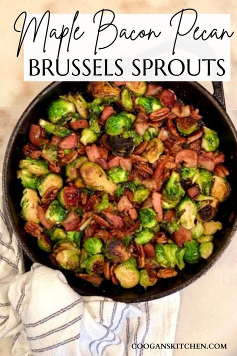 Pecan Brussel Sprouts, Maple Brussel Sprouts, Maple Bacon Brussel Sprouts, Bacon Brussel Sprouts, Easy Autumn Recipes, Roasted Vegetable Recipes, Dinner On A Budget, Sprouts With Bacon, Homecooked Meals