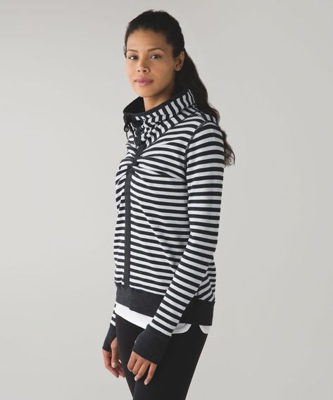 Lululemon In A Cinch Long Sleeve Tee - Heathered Black / Super Wide Load Stripe Heathered Black White / Heathered Black - lulu fanatics It's Too Hot, Lululemon Long Sleeve, Branded Sweatshirts, Pullover Designs, Leave In, Long Sleeve Sweatshirts, Long Sleeve Pullover, Long Sleeve Tee, Black Stripes