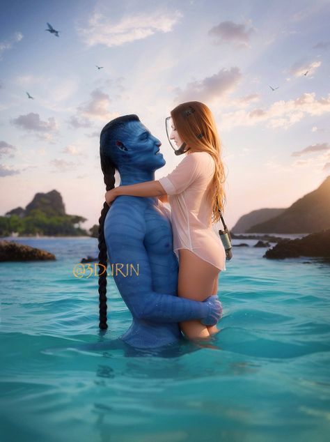 Me with Quaritch Avatar Disney, Hot Anime Couples, Human Oc, Fantasy Romance Art, Avatar Animals, Adventure Time Princesses, Stephen Lang, Blue Avatar, Avatar James Cameron