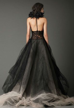 Vera Wang black Gothic style wedding dress Black Beige Wedding, Beige Wedding Dress, A Black Wedding, Halter Wedding, Vera Wang Wedding, Black Wedding Dress, Dress Couture, Wedding Dresses Vera Wang, Beige Wedding