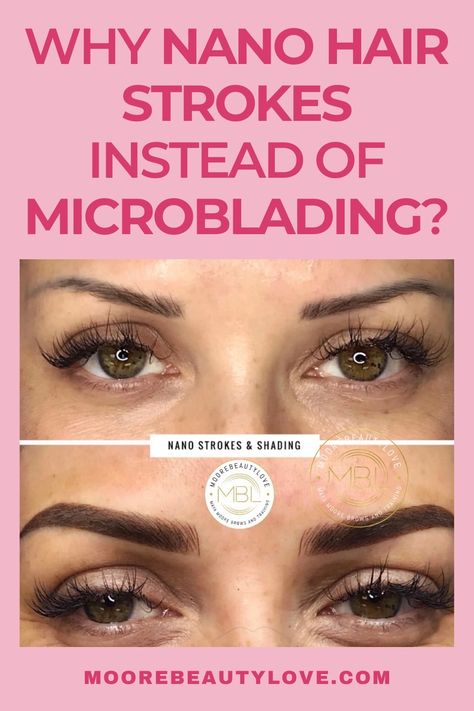 Wondering which is best between Nano Machine strokes and microblading? In this article, we break down the difference between microblading and nano machine strokes and we think Nano Machine strokes is a better choice. Nano Brows Vs Microblading, Nano Strokes Eyebrows, Nano Brow Pattern, Nano Blading Eyebrows, Nano Eyebrows, Nano Brows Before And After, Microblading Strokes, Mircoblading Eyebrows, Nano Brows