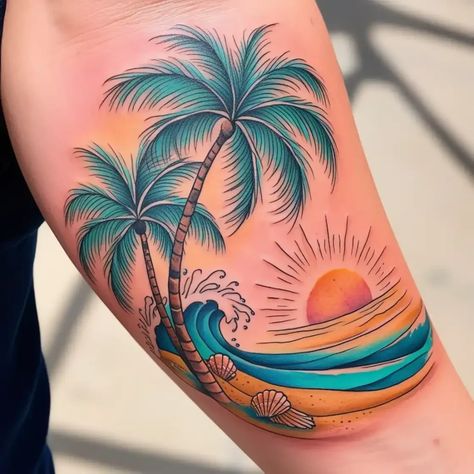 20 Charming Small Beach Tattoos Ideas Tattoo Ideas Female Beach, Beach Theme Tattoos Women, Salt Life Tattoo, Key West Tattoo Ideas, Hometown Tattoo Ideas, Hometown Tattoo, Beach Theme Tattoos, Small Beach Tattoos, Beach Tattoos