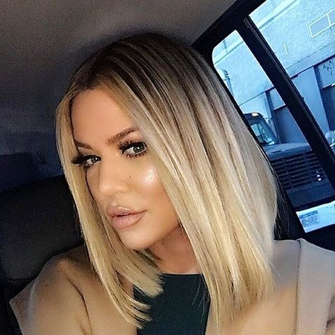 Longbob Hair, Khloe Kardashian Hair, Kardashian Hair, Short Straight Bob, Party Wig, Blonde Short, Long Hair Wigs, Wigs Synthetic, Ombre Blonde