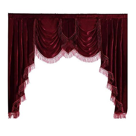 Luxury Window Curtains, Burgundy Curtains, Valances For Living Room, Satin Curtains, Waterfall Valance, Swag Curtains, Window Curtains Living Room, Wave Curtains, Buy Curtains