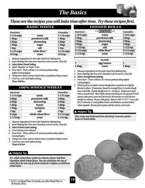 Black & Decker B1561 - Manual (Page 19) Black And Decker Bread Machine Recipes, Easy Bread Machine Recipes, Bread Maker Recipes, Black And Decker, Bread Maker, Bread Machine Recipes, Easy Bread, Bread Machine, Dinner Rolls