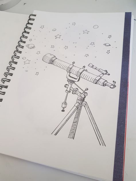 #nightvisions #telescope #simpledrawing #easyartforbeginners #blackandwhite How To Draw A Telescope, Telescope Drawing Easy, Astronomer Drawing, Astronomy Drawings Easy, Astronomy Art Drawing, Telescope Sketch, Astronomy Sketches, Telescope Tattoo, Astronomy Drawing