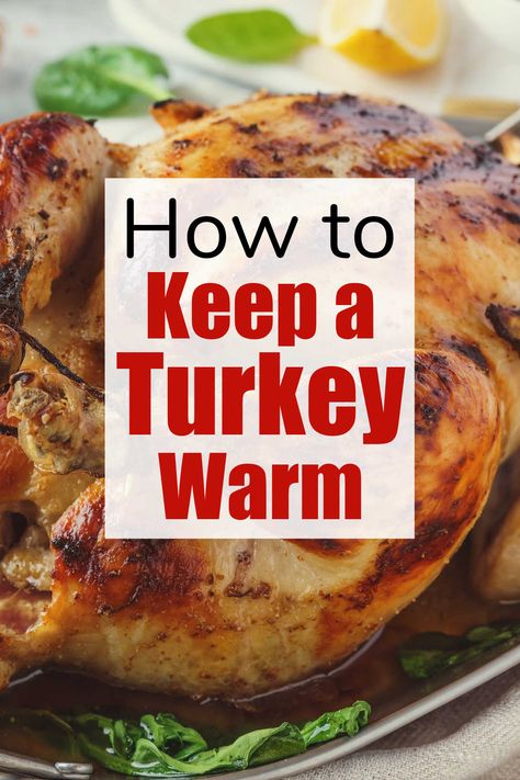 Don't second guess how to keep a turkey warm. You may end up ready to serve hours before feast time and guests arrive. Tips + tricks to keep it safe. via @savorandsavvy How To Keep Turkey Moist After Carving, Turkey Preparation Tips, How To Clean A Turkey, Turkey Temp, Turkey Temperature, Precooked Turkey, Preparing A Turkey, Reheat Turkey, Turkey In Oven