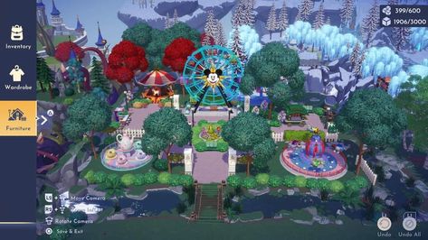 Disney Dreamlight Valley Amusement Park Ideas, Ddv Inspiration, Dreamland Ideas, Disney Island, Deco Disney, Valley Game, Disney Dreamlight Valley, Cozy Games, Valley Landscape