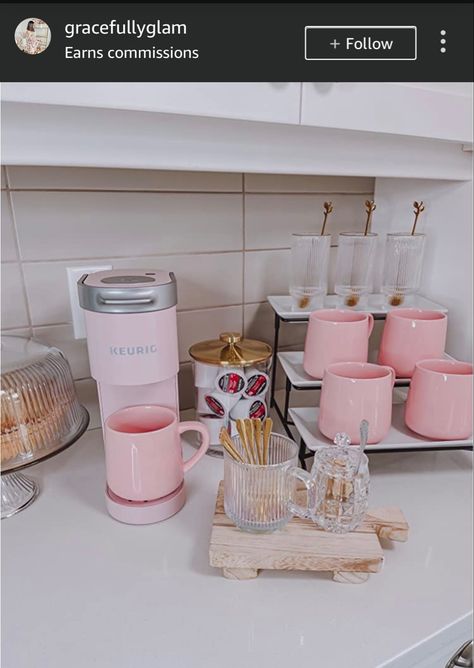 Keurig Coffee Station, Dorm Kitchen, Dorm Sweet Dorm, Girly Apartments, College House, Bar Inspiration, Coffee Nook, Coffee Bar Home, College Room