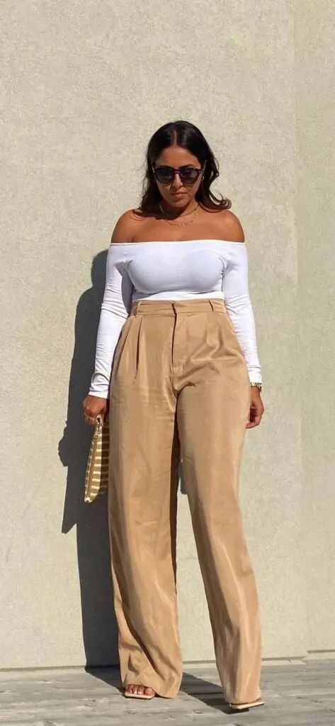 How To Style Pallazo Pants, Pallazo Outfit Palazzo, Pallazo Pants Outfit, Pallazo Outfit, Wedding Pants Outfit, Palazzo Pants Outfit Casual, Outfit Palazzo, Tops For Palazzo Pants, Tailored Pants Outfit