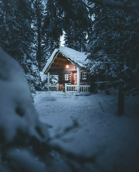 Cabin in the snowy woods Era Victoria, Snowy Cabin, A Cabin In The Woods, Snowy Woods, Cabin Aesthetic, Log Cabin Ideas, Small Log Cabin, Rustic Log Cabin, Log Cabin Kits