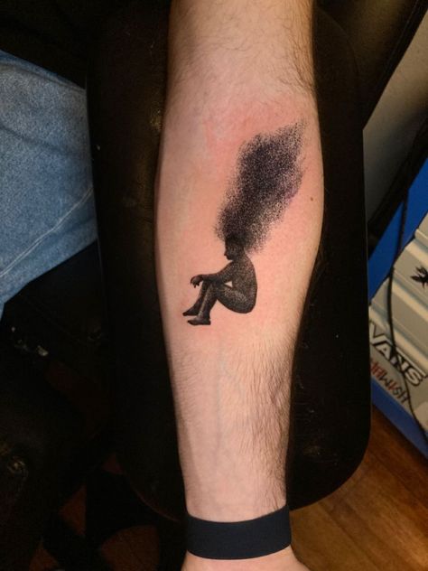 Overthinkers Tattoo, Thinking Man Tattoo, Depreciation Tattoo, Tattoos About Overthinking, Disassociate Tattoo, Overthinking Tattoo Ideas For Men, Overthinker Tattoo Ideas, Over Thinking Tattoo, Overthinking Tattoos