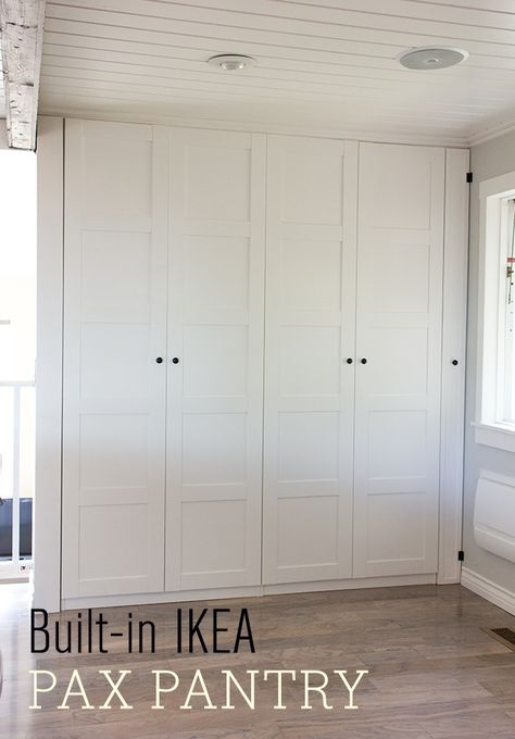 Kitchen Chronicles: Ikea Pax Pantry Reveal! | Jenna Sue Design Blog Pantry Door Storage, Pantry Hacks, Ikea Pantry, Armoire Ikea, Kitchen Pantry Doors, White Cupboards, Room Storage Diy, Ikea Closet, Ikea Pax Wardrobe