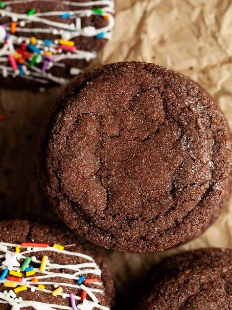 Dark Brown Sugar Recipes, Chocolate Snickerdoodles, Chocolate Sugar Cookie Recipe, Gf Cookies, Brown Sugar Recipes, Brown Sugar Cookies, Gluten Free Cookie Recipes, Chocolate Sugar Cookies, Austrian Recipes