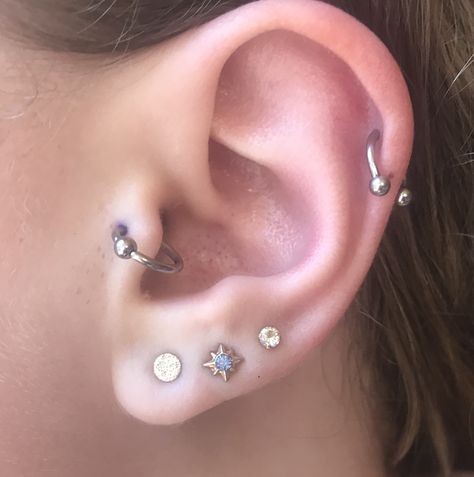 Tragus Helix First, second, third lobe Tragus Helix And Lobe Piercing, Third Lobe Piercing, Anime Earrings, First Second Third, Piercing Inspo, Lobe Piercing, Tragus Piercings, First Second, Tragus