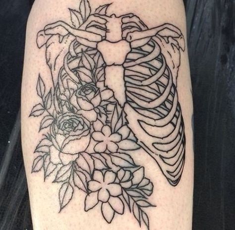 Flowers growing in rib cage tattoo #flower #tattoo #girls ... #tattoo #cutetattoos #tattooideas Girl Rib Tattoos, Cage Tattoos, Ribcage Tattoo, Bone Tattoos, Skeleton Tattoos, Flower Tattoo Shoulder, Flower Tattoo Sleeve, Cute Tattoos For Women, Rib Tattoo