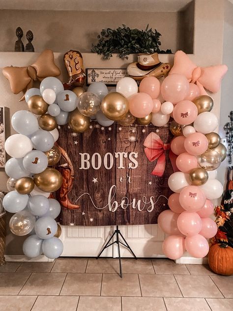 Boots Or Bows Balloon Arch, Photo Balloons, Will And Grace, Balloon Backdrop, Balloon Arch, Balloons, Baby Shower