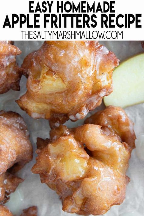 Apple Fritters are a homemade mini fried cinnamon sugar donut with the best simple sweet glaze!  The perfect recipe to make at home for a 30 minute sweet treat or breakfast! Apple Fritter Recipe, Sugar Spun Run, Dishes Recipe, Baked Apple Dessert, Apple Fritter, Fritters Recipe, Apple Dessert Recipes, Fritter Recipes, Apple Fritters