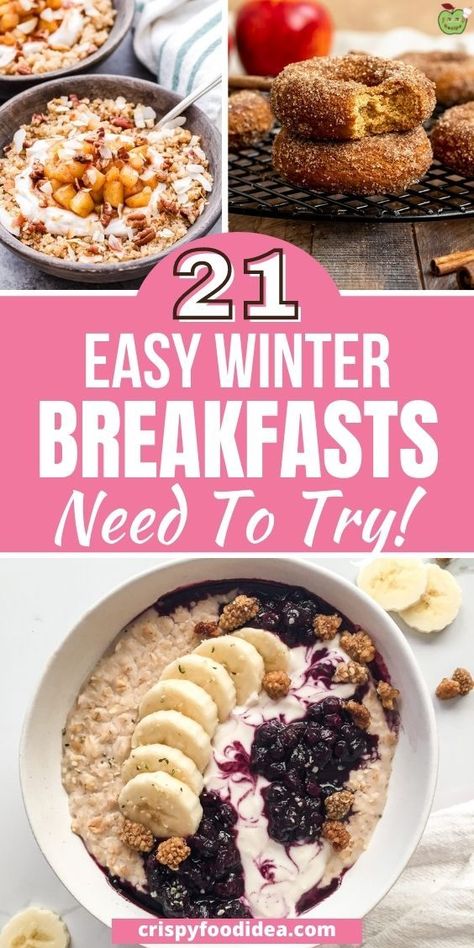 Here you get some easy winter breakfast recipes are best for morning meal and you will love. Winter Recipes Breakfast, Winter Breakfast Recipes, Easy Winter Recipes, Healthy Winter Meals, Winter Breakfast, Clean Breakfast, Breakfast Sandwich Recipes, Warm Breakfast, Winter Comfort Food