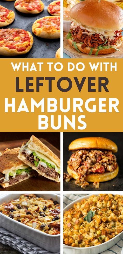 Ways to Use Leftover Hamburger Buns Leftover Hamburger Buns, Big Family Gathering, Hamburger Dinner Ideas, Recipes Using Hamburger, Hamburger Rolls, Leftover Ideas, Hamburger Bun Recipe, Hamburger Patties, Hamburger Recipes