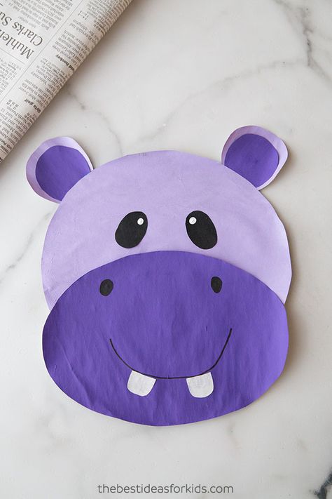 H Is For Hippo Craft Preschool, Hippo Paper Craft, Hippo Craft For Toddlers, Preschool Purple Crafts, Hippo Art Preschool, Hippo Preschool Craft, Preschool Zoo Animal Crafts, Hippo Crafts For Preschoolers, Hippo Crafts For Kids