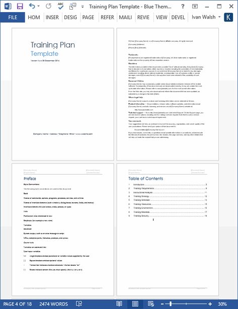 Training Plan Templates (MS Word + 14 x Excel Spreadsheets) – Templates, Forms, Checklists for MS Office and Apple iWork Software Documentation, Training Plan Template, Workout Plan Template, Excel Spreadsheets Templates, Design Document, Monthly Meal Planner, Table Of Contents Page, Business Plan Template Free, Free Business Plan