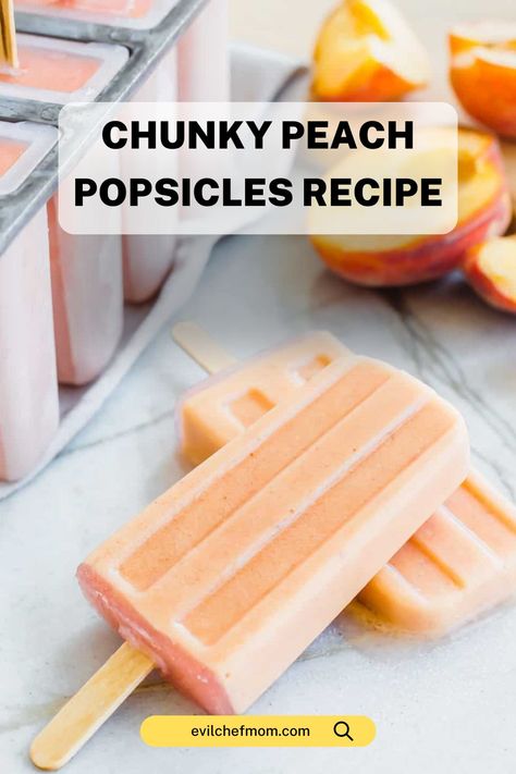 Chunky Peach Popsicles Recipe Peach Popsicle Recipes, Watermelon Ice Cream Recipe, Peach Popsicles, Buttermilk Ice Cream, Kale Soup Recipes, Popsicles Recipe, Watermelon Ice Cream, Nice Cream Recipe, Food Substitutions