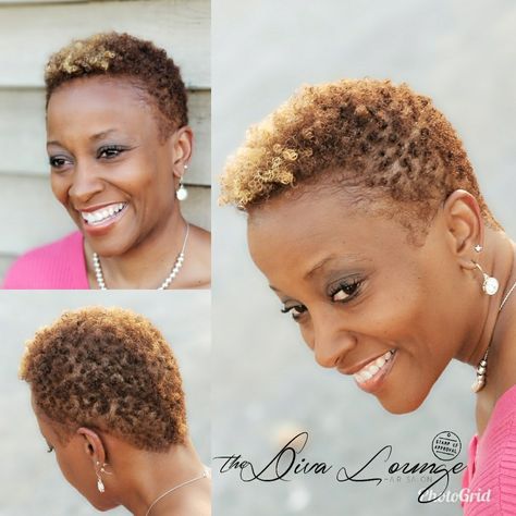 Twa Round Face, Rose Gold Twa Natural Hair, Red Twa, Twa With Color, Twa Blonde Dark Skin, Natural Short Cuts, Tapered Natural Hair Cut, Growing Out Hair, Short Hair Designs